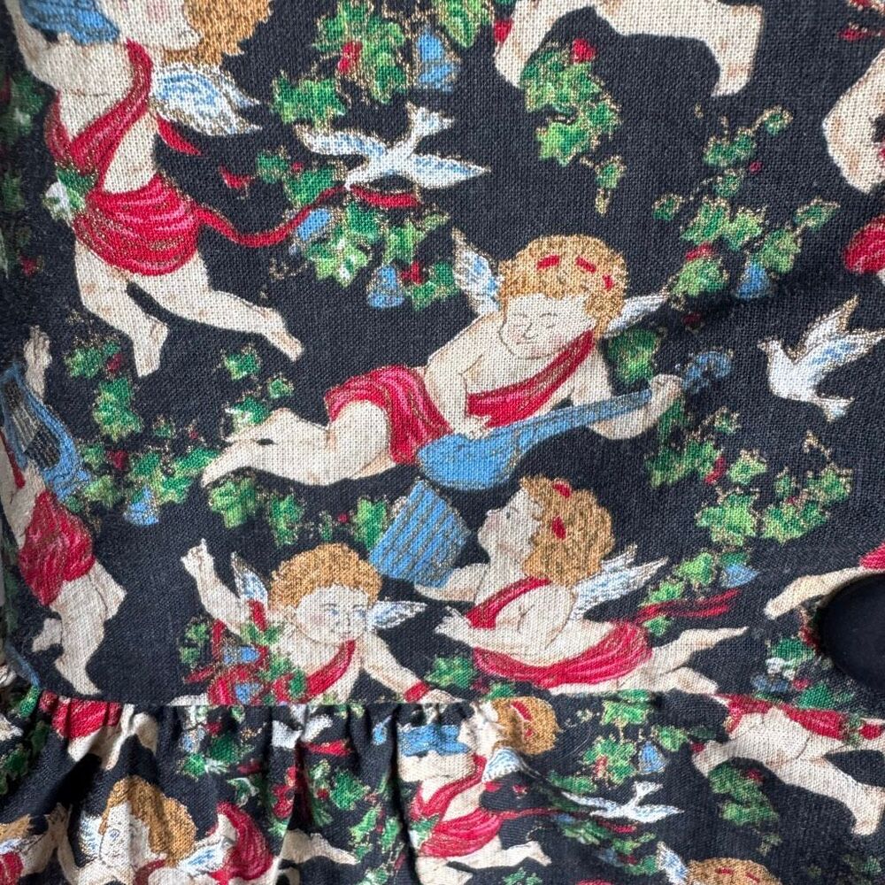 Vintage Cherub All Over Print Statement Cottage Core Dress With  Pockets Cotton - Picture 4 of 10